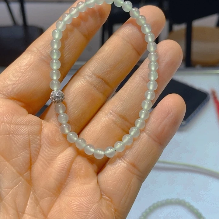 翡翠手链银S925镀金镶嵌杏***酥