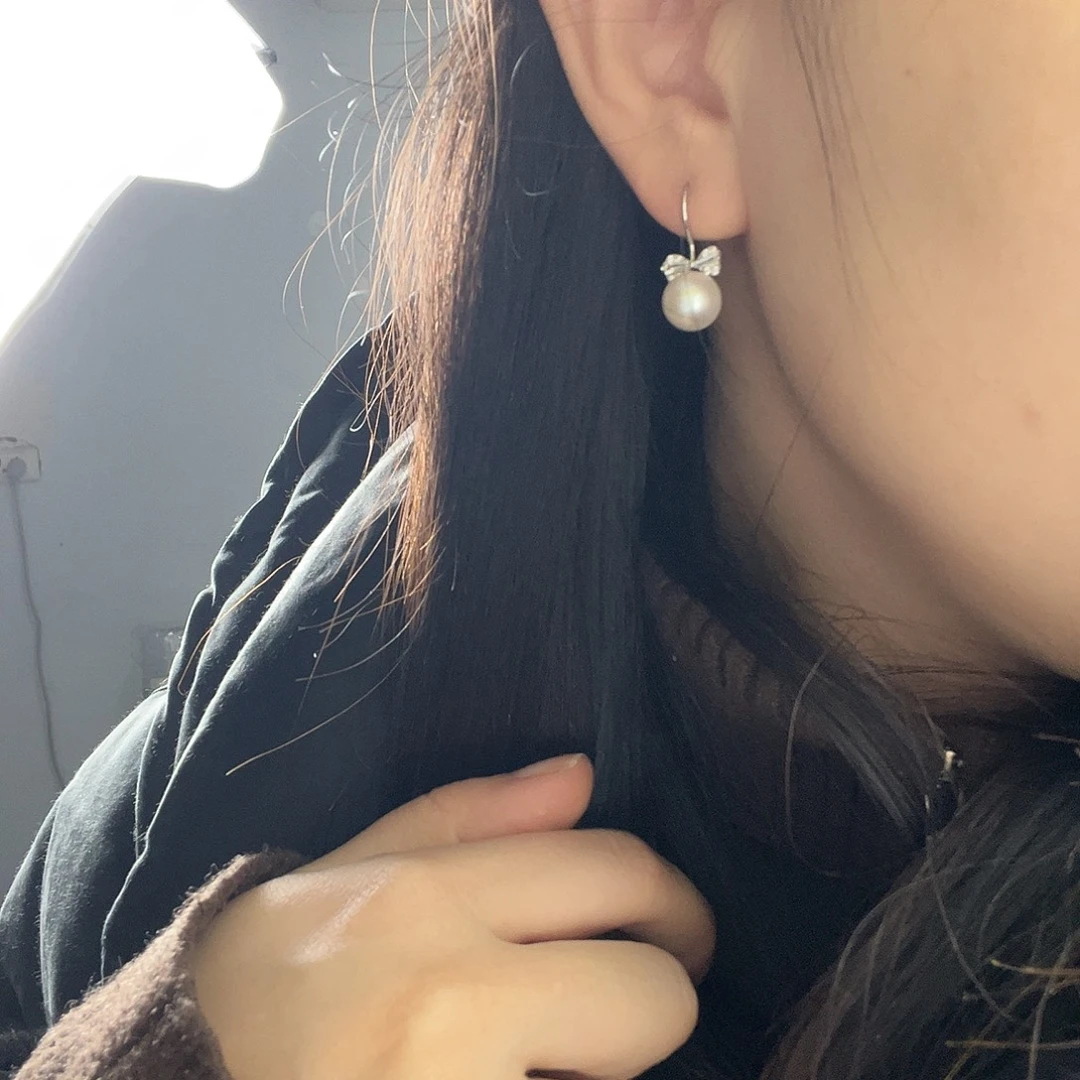 银S925镶嵌耳饰淡水珍珠