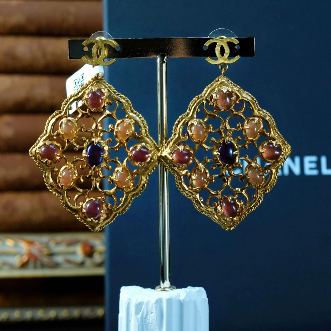 95新 Chanel/香奈儿 柚礼中古/香奈儿拜占庭琉璃耳钉lz601003