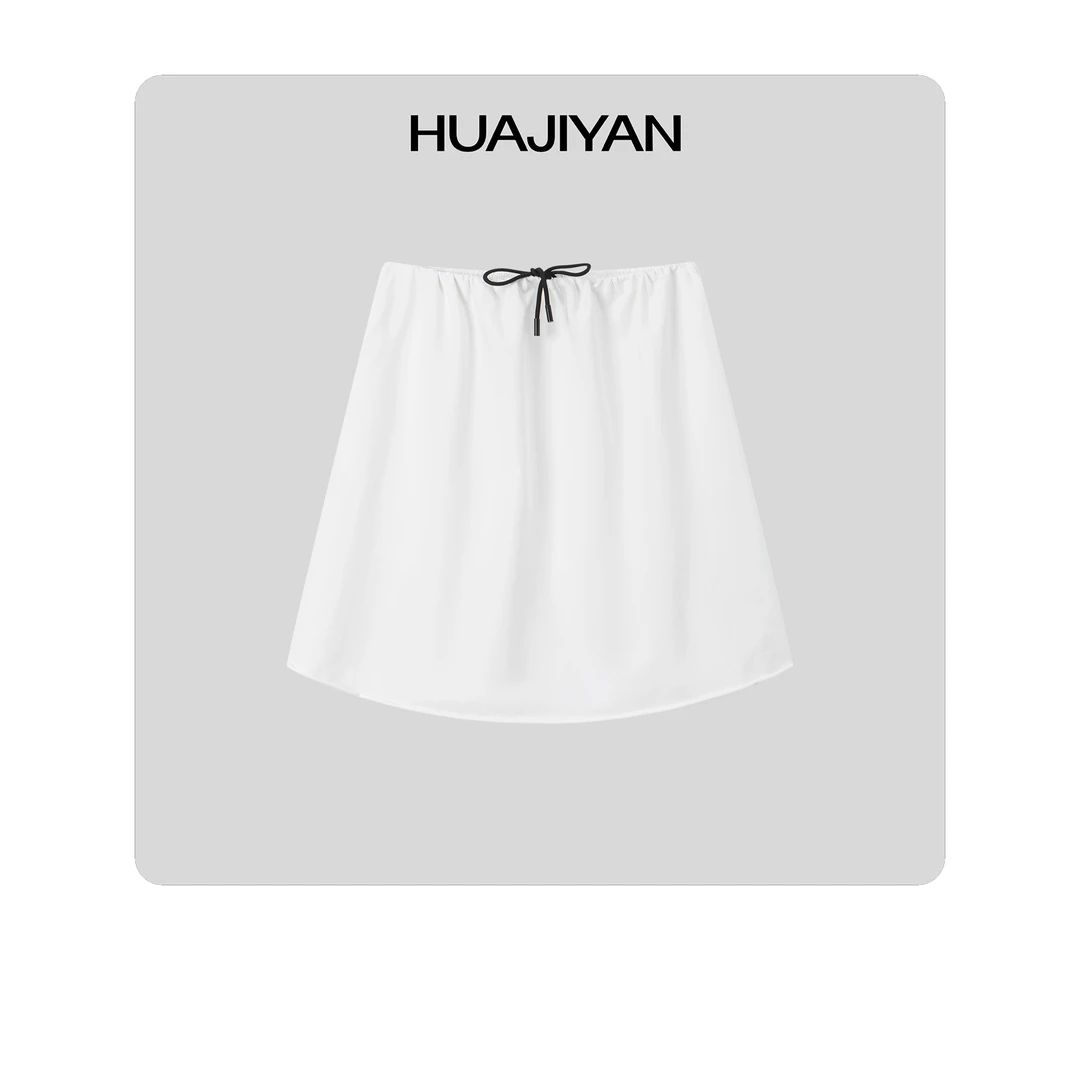 华吉言/HUAJIYAN【信笺】定制面料全松紧腰抽绳宽松微A卫裙