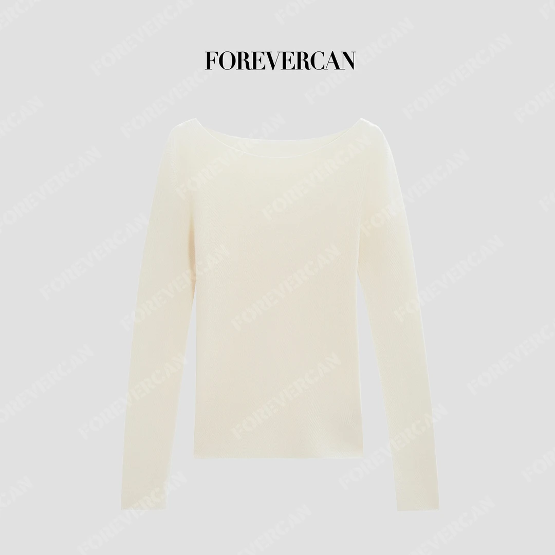 FOREVERCAN“随性留白”100绵羊毛简约舒适修身针织打底毛衣MY40021
