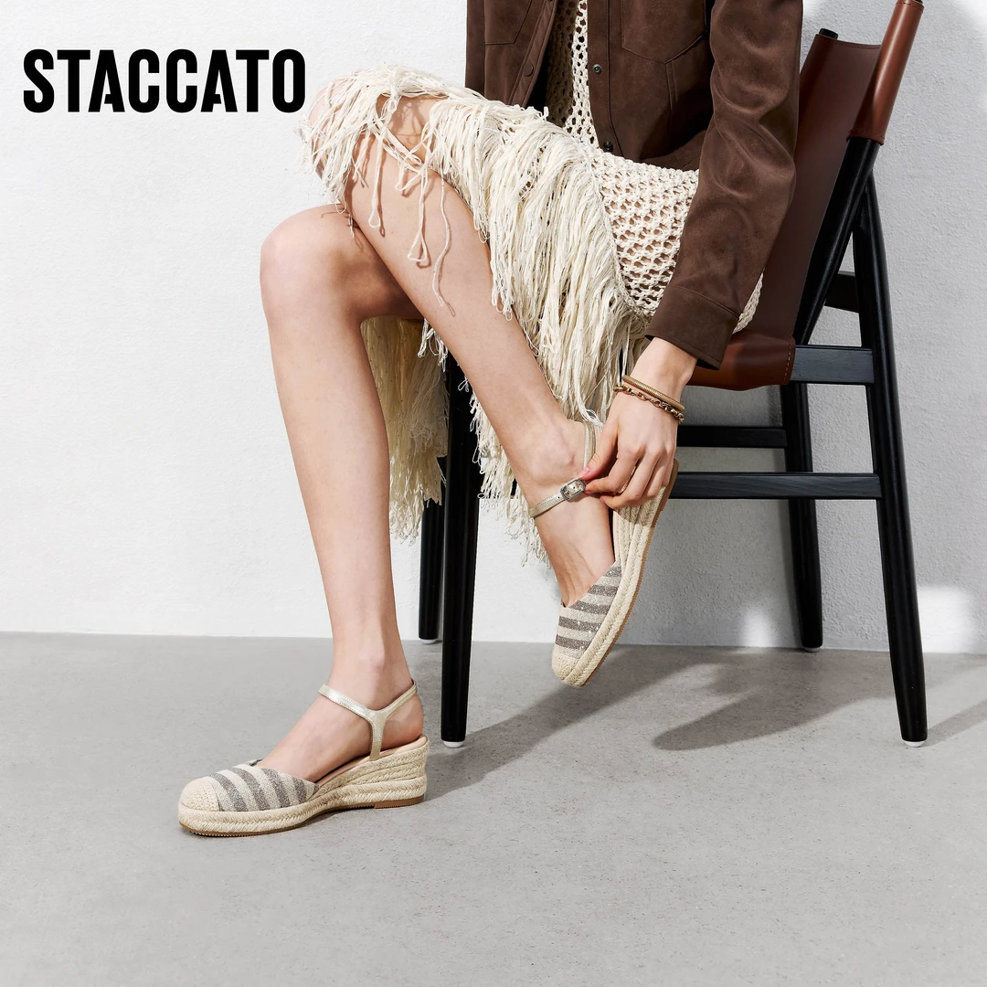 思加图2025新款流光风大麦鞋包头凉鞋复古渔夫鞋厚底女鞋EUQ08AH5