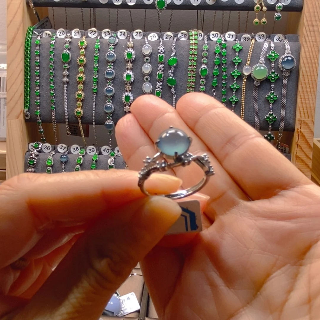 颈饰银S925镶嵌翡翠翡翠戒指