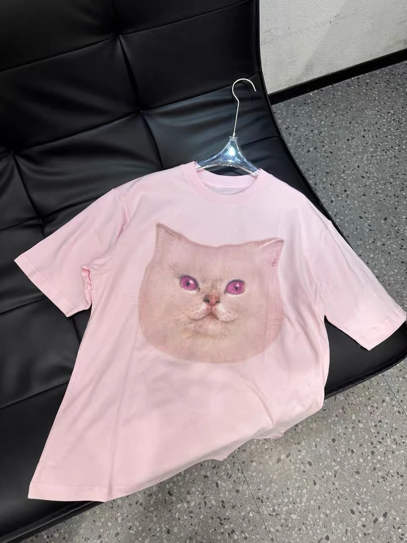 大静家春夏新款猫咪图案短袖T恤