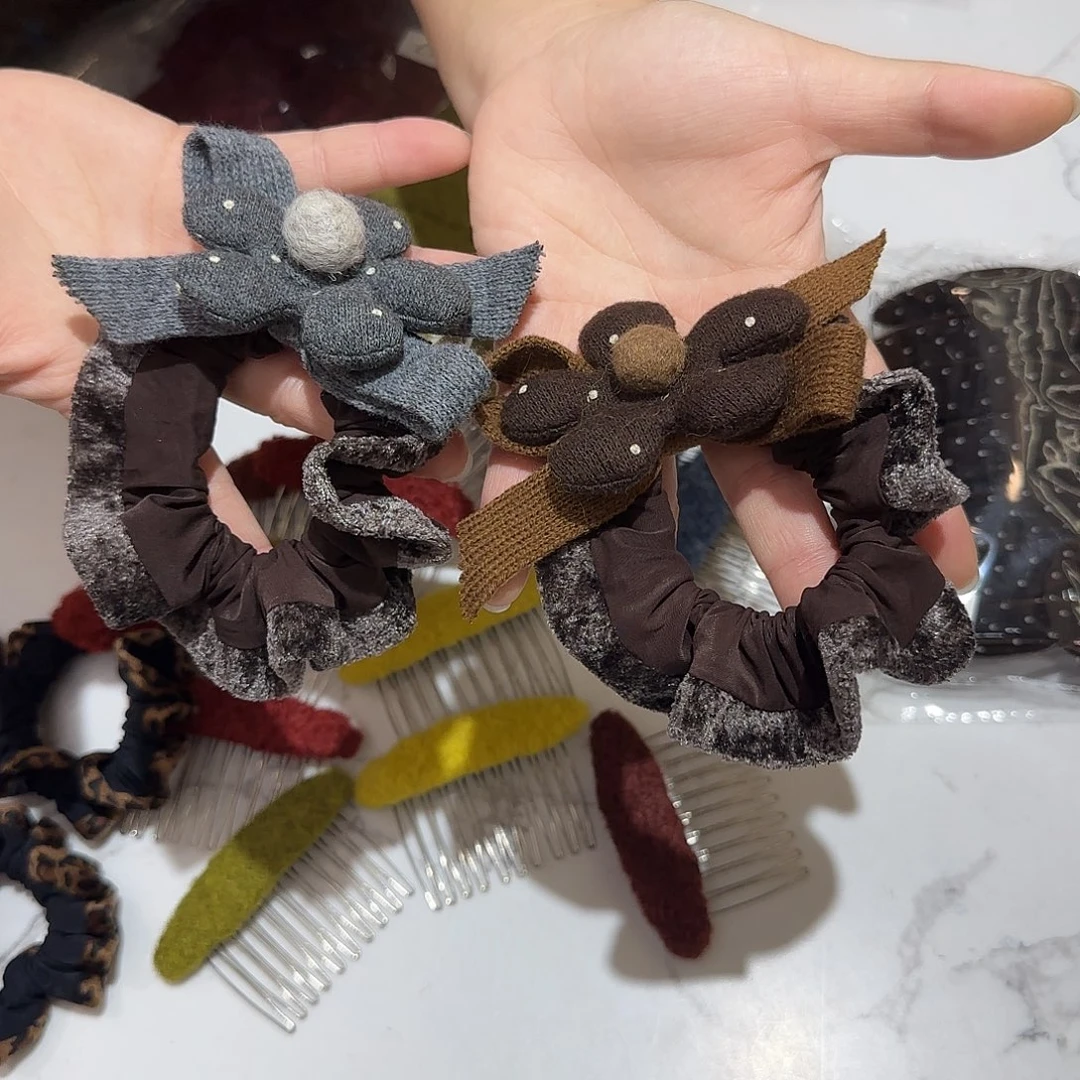 布艺非金属T06花朵发圈2个