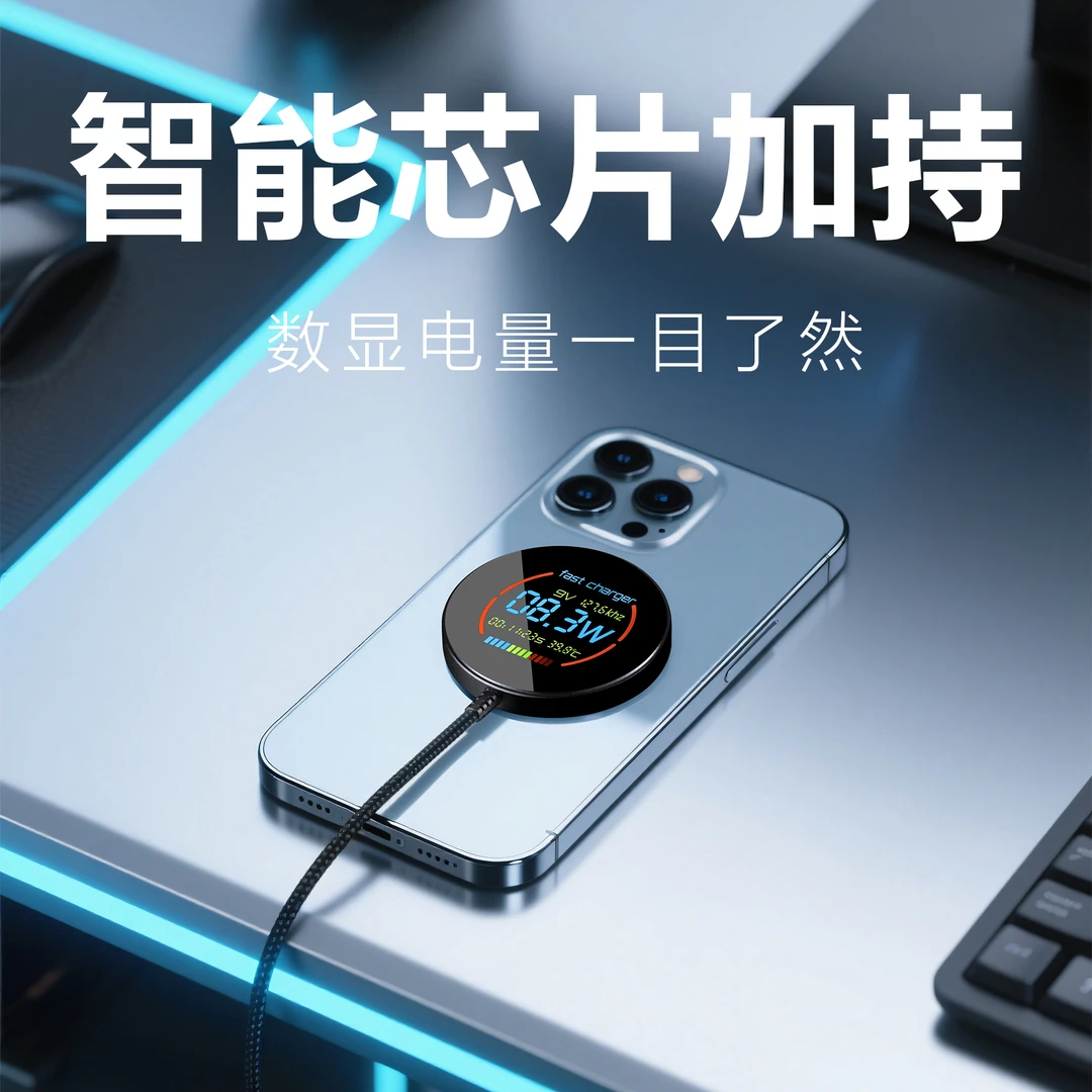为你魔方潮玩苹果磁吸无线充Qi2数显iPhone17-12网红同款数码配件