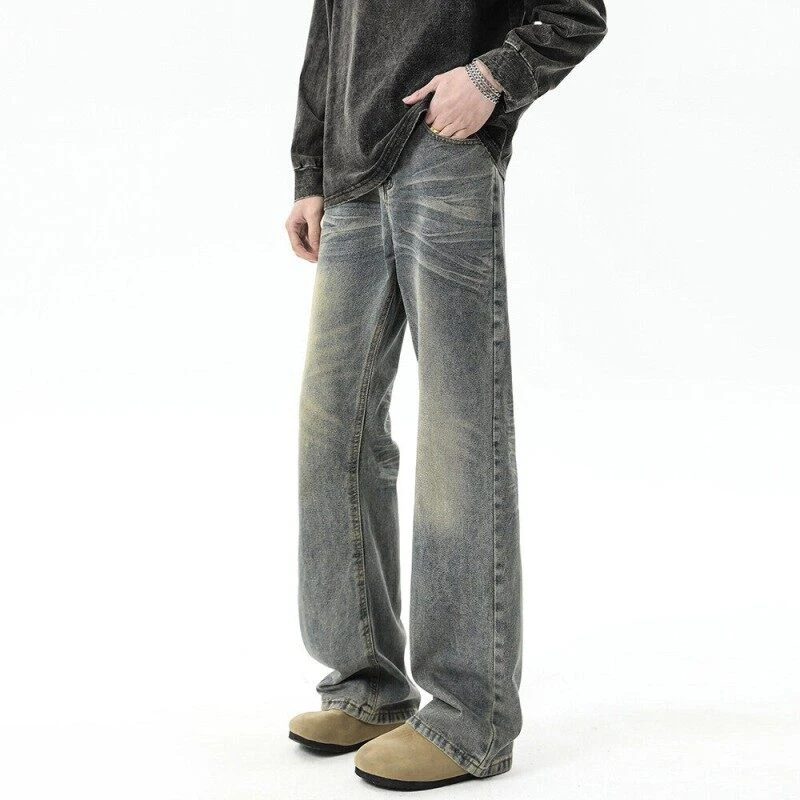 2025春秋宽松百搭舒适棉质高街阔腿休闲裤直筒显瘦牛仔裤KZ861