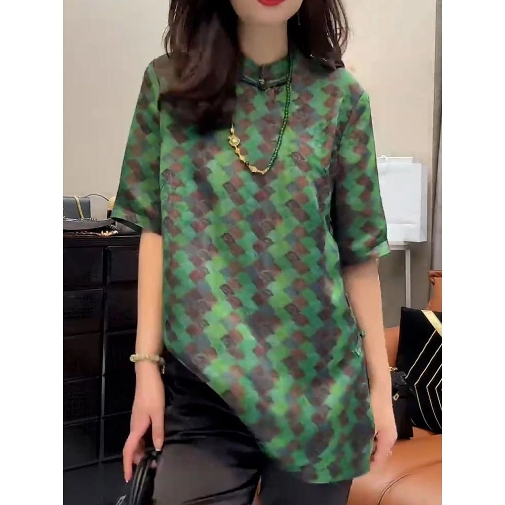 中式国风轻奢复古盘扣式中袖小衫2025夏季新款优雅时尚显瘦衬衫女