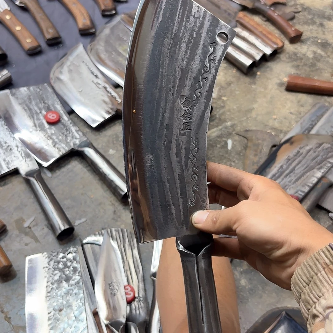 高碳锰钢云南阿老表手工锻打家用刀