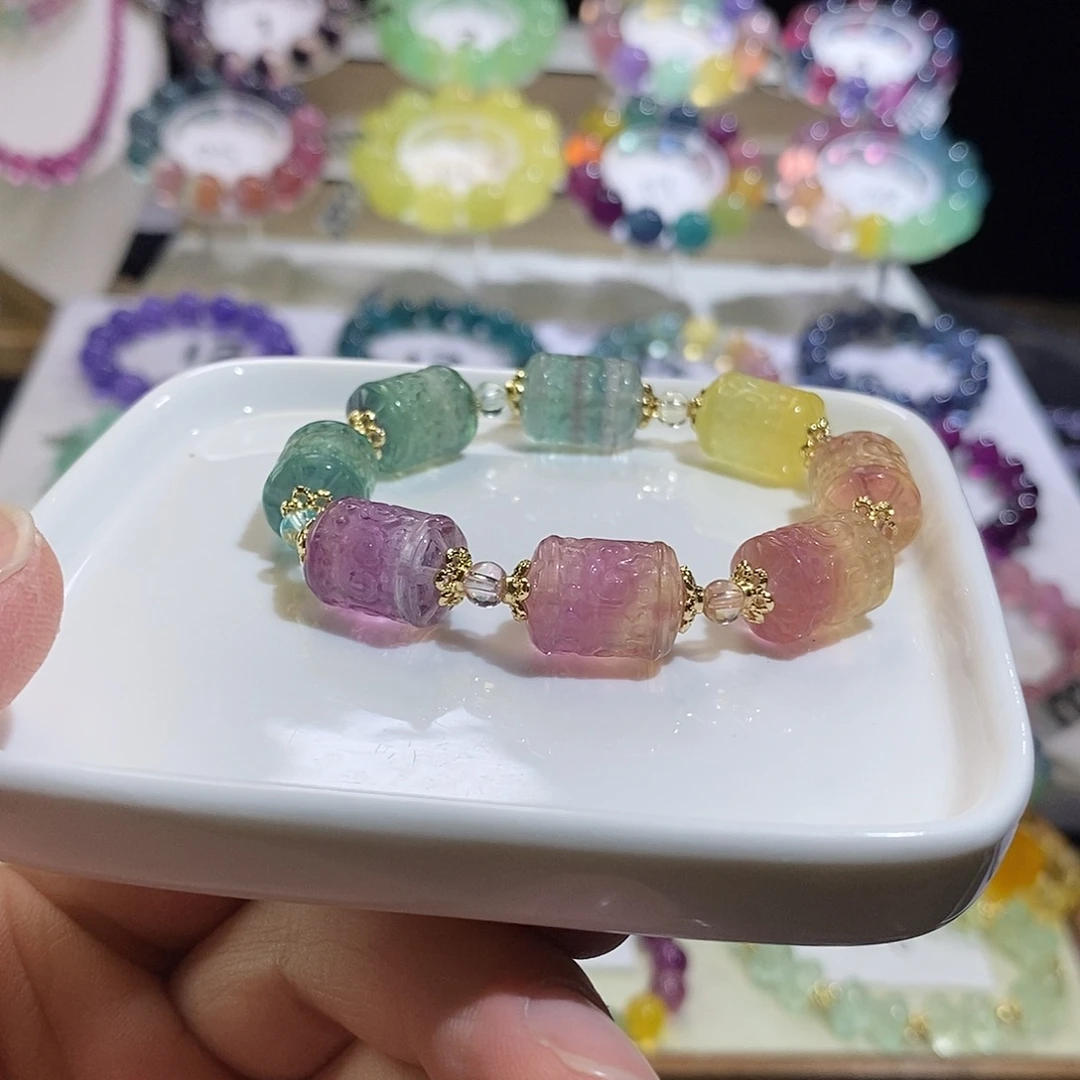 未镶嵌手链水晶彩虹渐变桶珠12mm