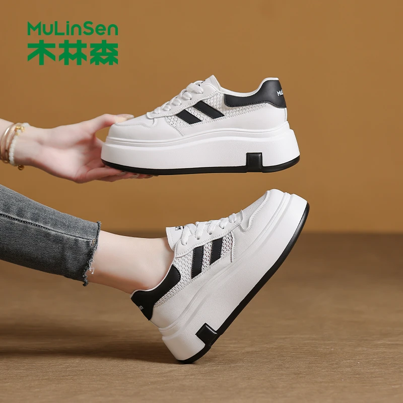 木林森小白鞋女款2025新款爆款网面透气休闲运动板鞋网鞋夏季薄款