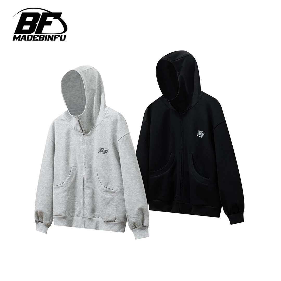 BINFU新款2025春季男女同款拉链卫衣