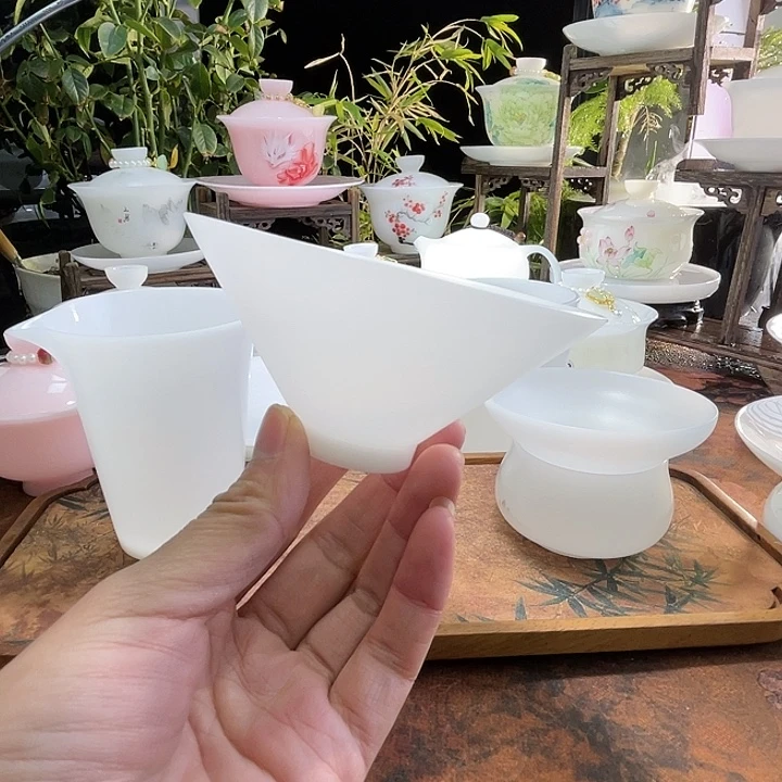 冰晶璞玉素烧超薄斗笠杯