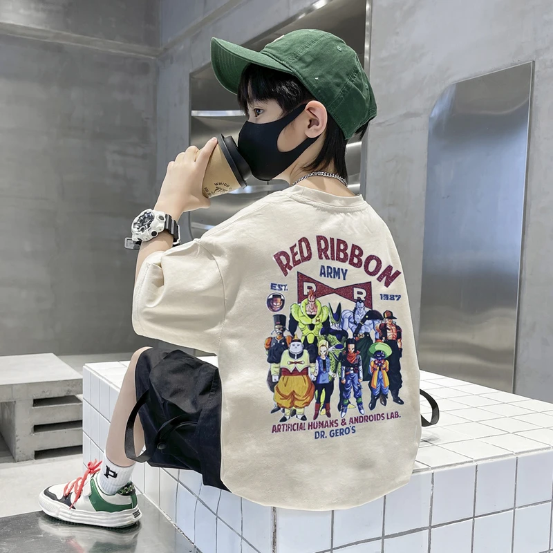 纯棉男童夏装短袖T恤2025新款中大童夏季男孩夏款炸街儿童装上衣