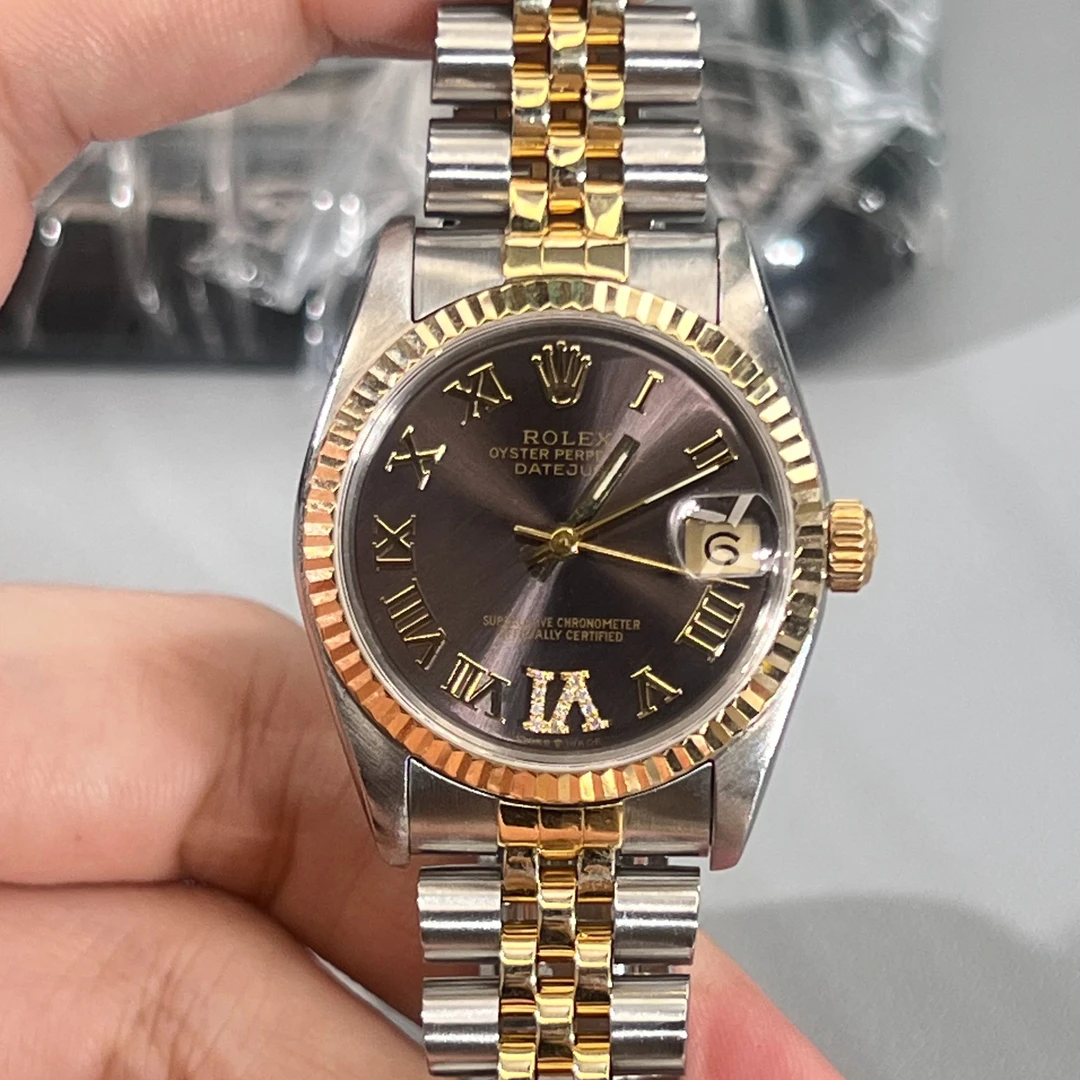 99新 Rolex/劳力士 女装日志型系列68273咖盘腕表/后钻/WHT028428