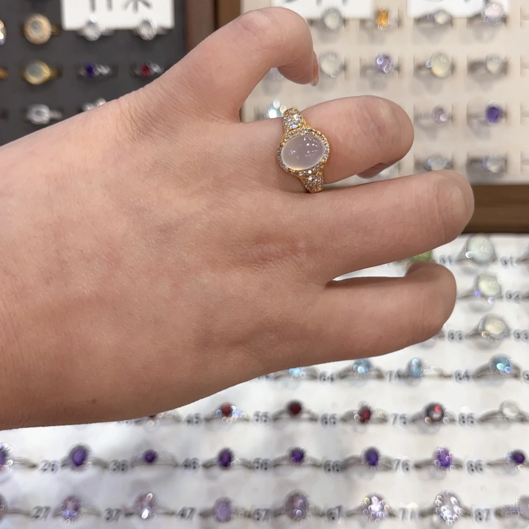 银S925镶嵌岫玉戒指酒*