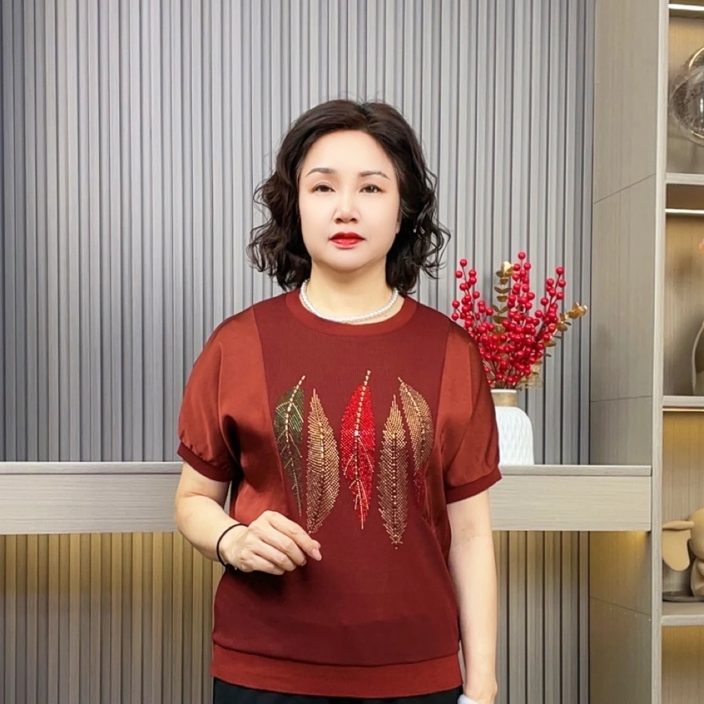 宽松型薄款常规时尚中老年女装女士休闲百搭显瘦小衫潮流妈妈装