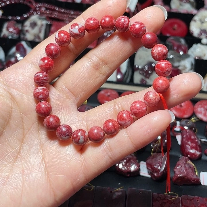 天然辰砂原石手链