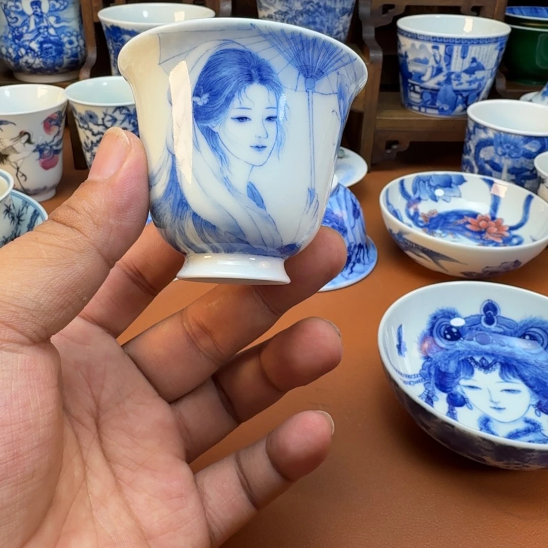 江***子杯子陶景德镇全手工手绘陶瓷