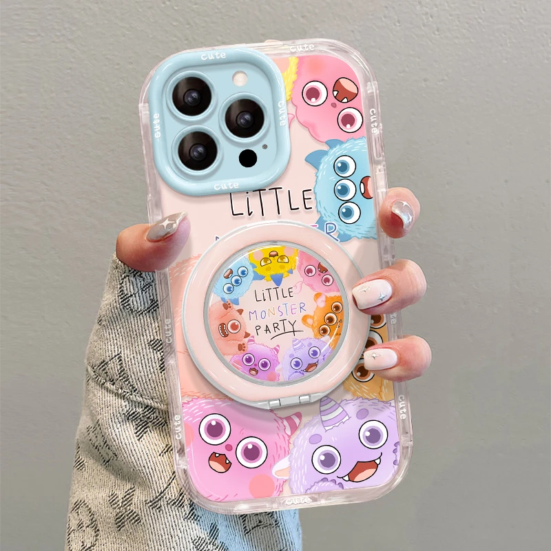 圈圈怪兽适用苹果15华为vivo/oppo小米iPhone果冻奶油支架手机壳