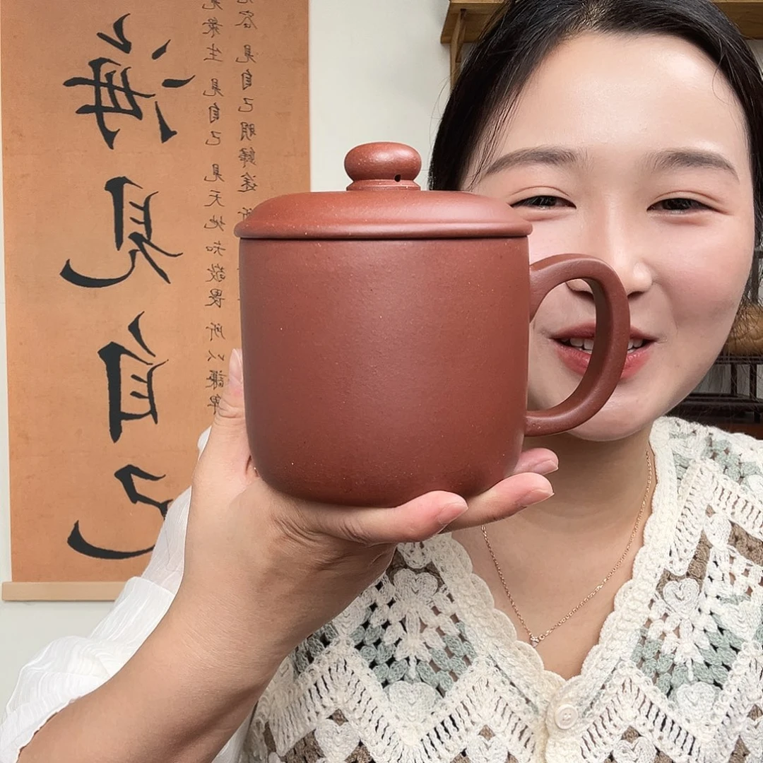 茶杯紫砂女****馆微瑕紫砂盖杯封釉