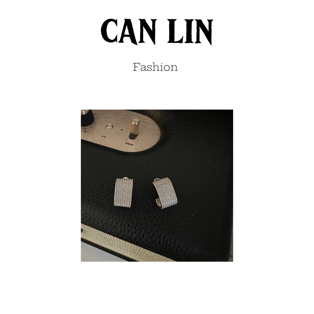 合金耳饰 新款链条圈圈耳环小巧闪耀设计感新款耳钉高级感