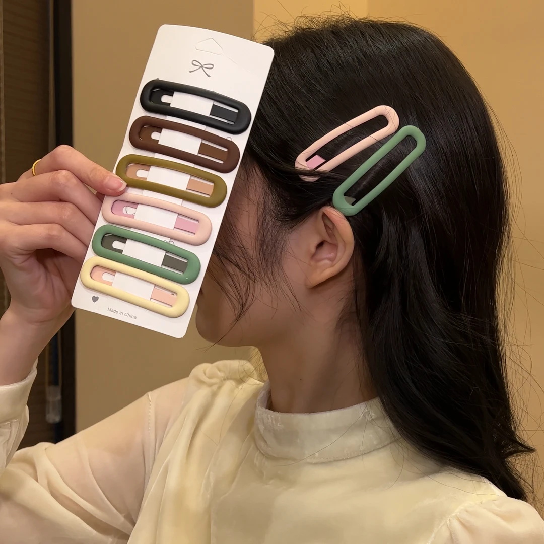 香妃恋人6个磨砂椭圆形发卡碎发BB夹刘海夹甜美发夹子简约网红ins