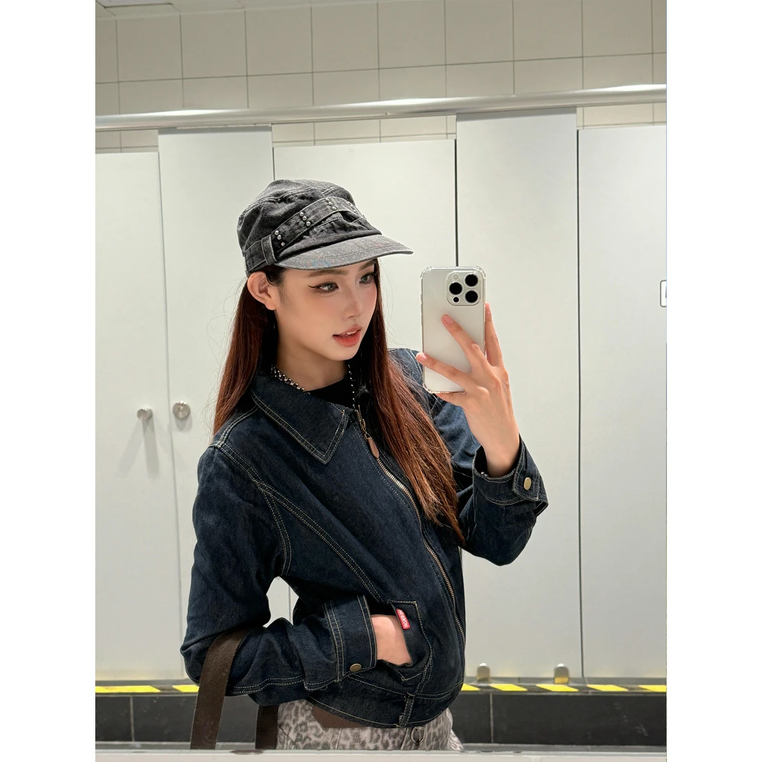 CBL菜不辣美式复古街头休闲修身显瘦正肩丹宁牛仔夹克外套