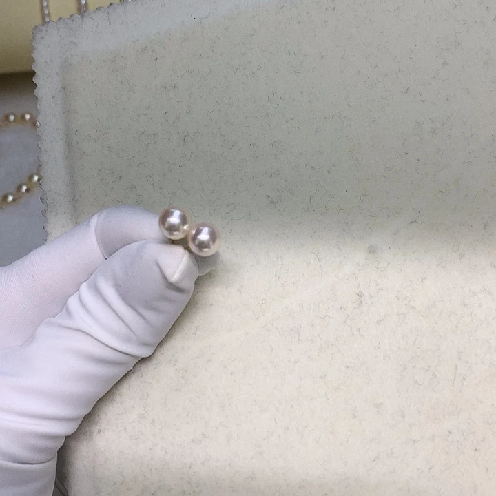 海水珍珠18K金镶嵌耳钉7-7.5