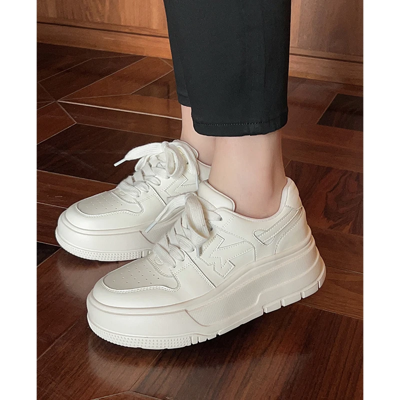 美洋MEIYANG 厚吐司休闲鞋 圆头街头潮酷撞色经典百搭小白鞋