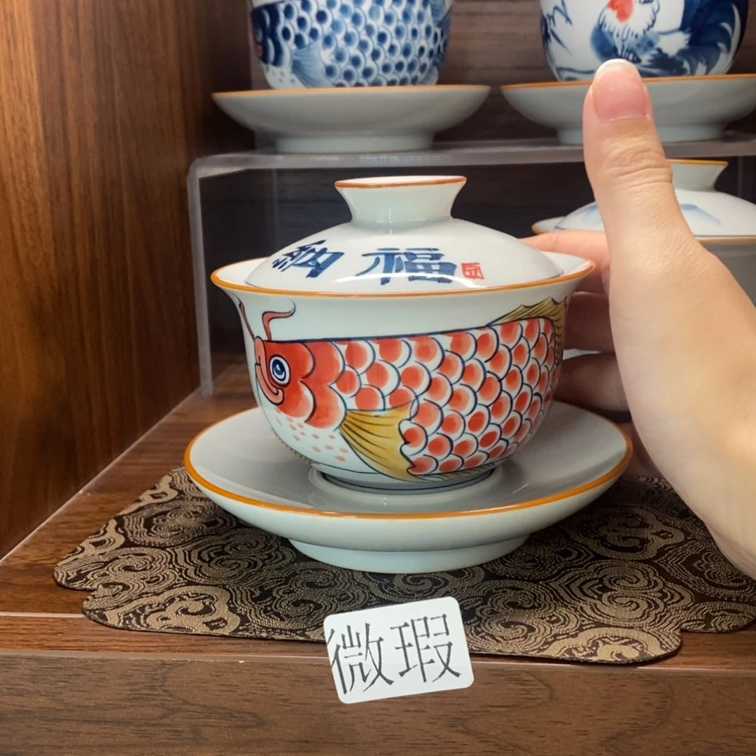 釉下彩老陶泥手工绘制