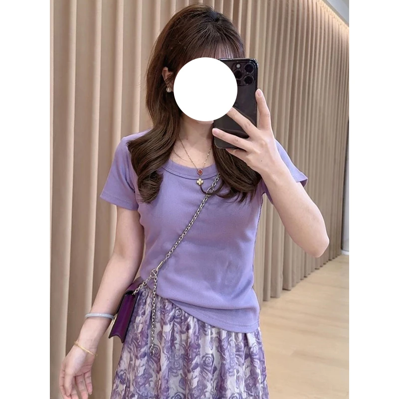 多巴胺穿搭短袖t恤女2025新款夏季时髦减龄超好看温柔独特上衣