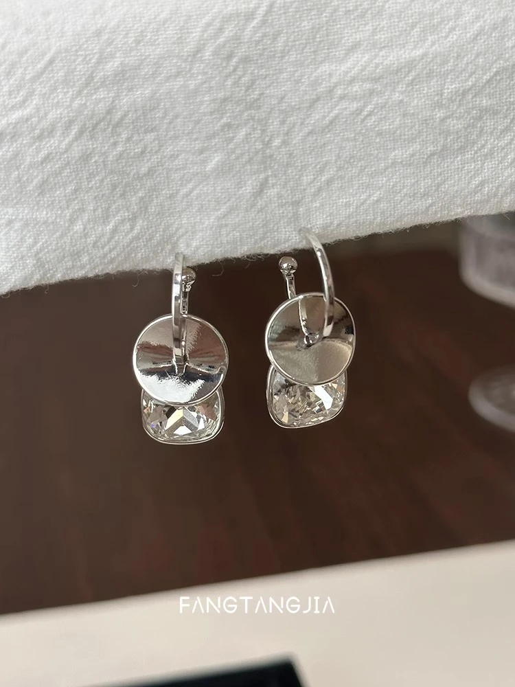 铜合金耳饰 一款两戴银色高级亮片耳饰小众适合夏天简约个性耳环