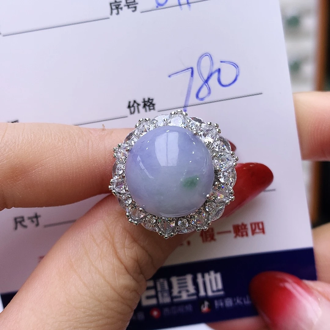 银S925镶嵌戒指翡翠011