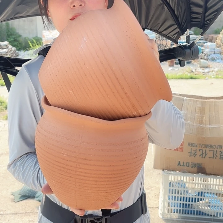紫砂茶碗红陶两个口径20*18