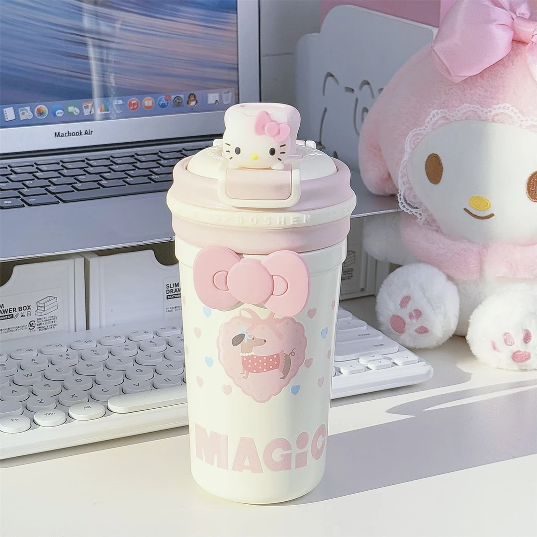 kitty可爱保温杯女生316不锈钢双饮水杯高颜值学生桌面双饮泡茶杯