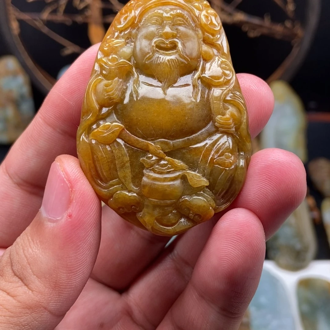 定制翡翠未镶嵌缅甸翡翠A货，财神爷