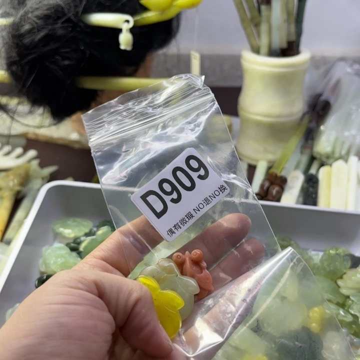 蛇纹石玉发饰合金小***花