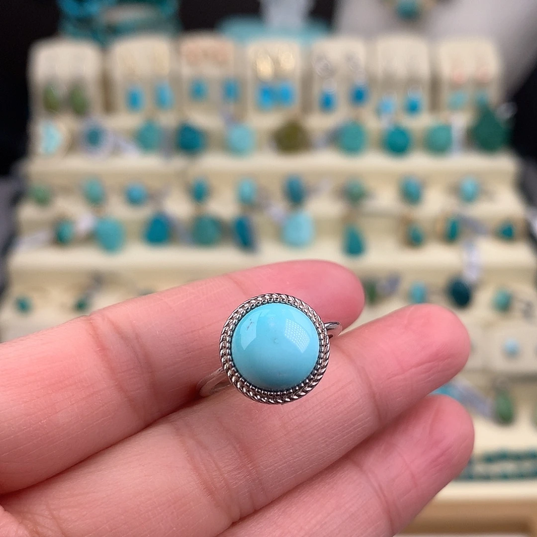 绿松石银S925镶嵌戒指