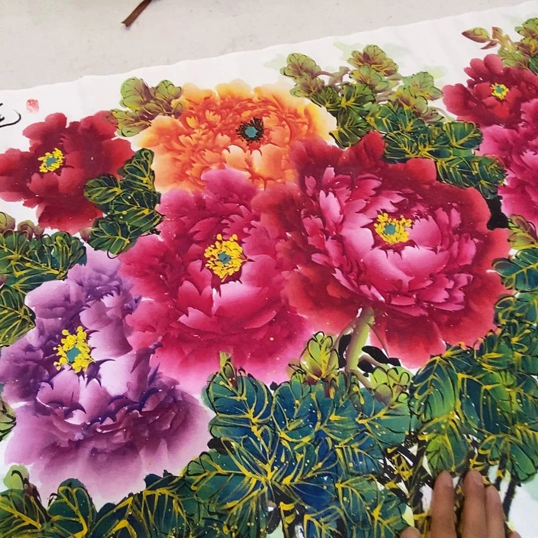 国画收藏金线牡丹