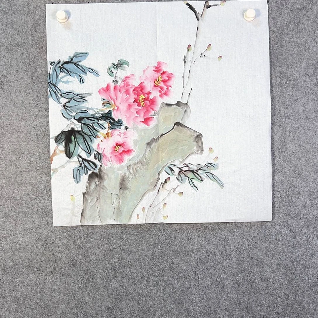 国画717 花鸟在树丛的顶端鸣叫叫声