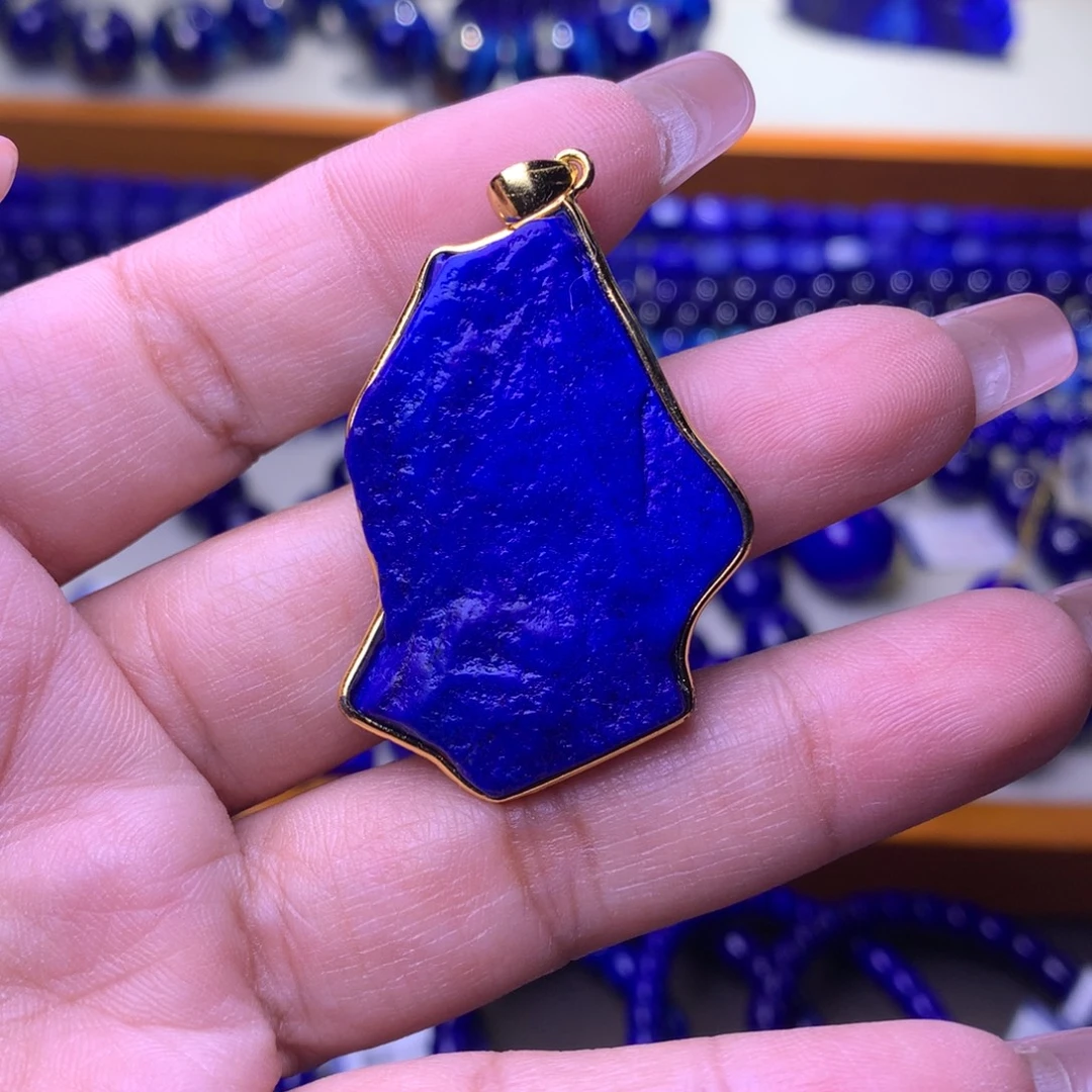 青金石银S925镀金镶嵌吊坠