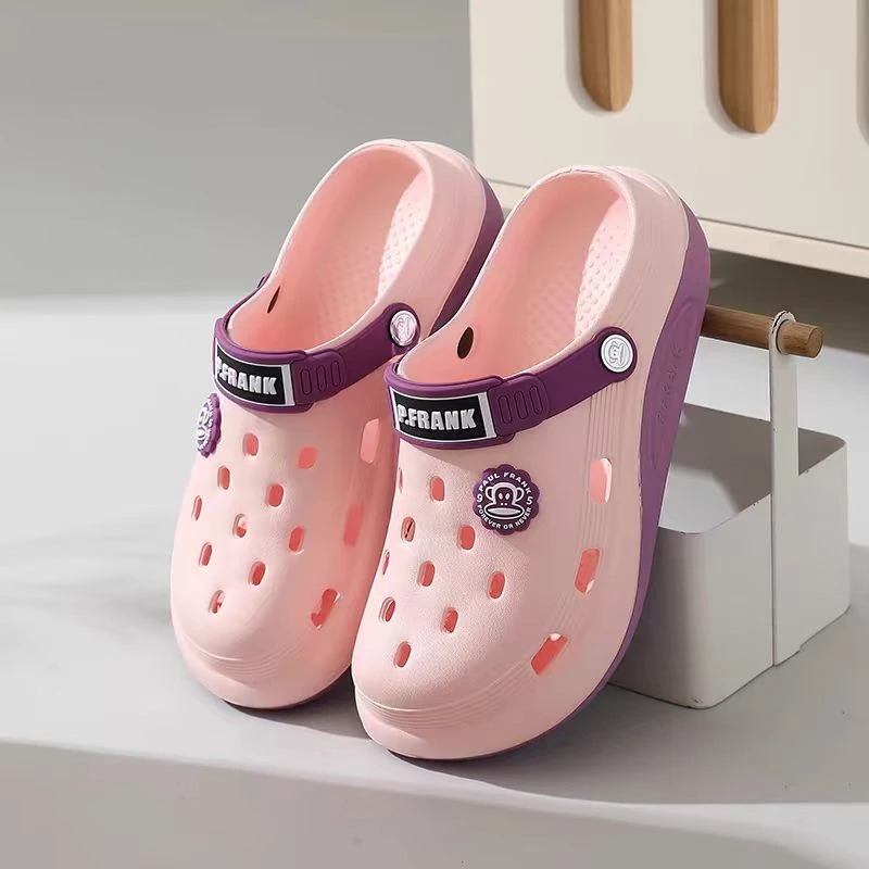 【X4】086A大嘴猴坡跟时尚侧字母标花园洞洞鞋【标随机】