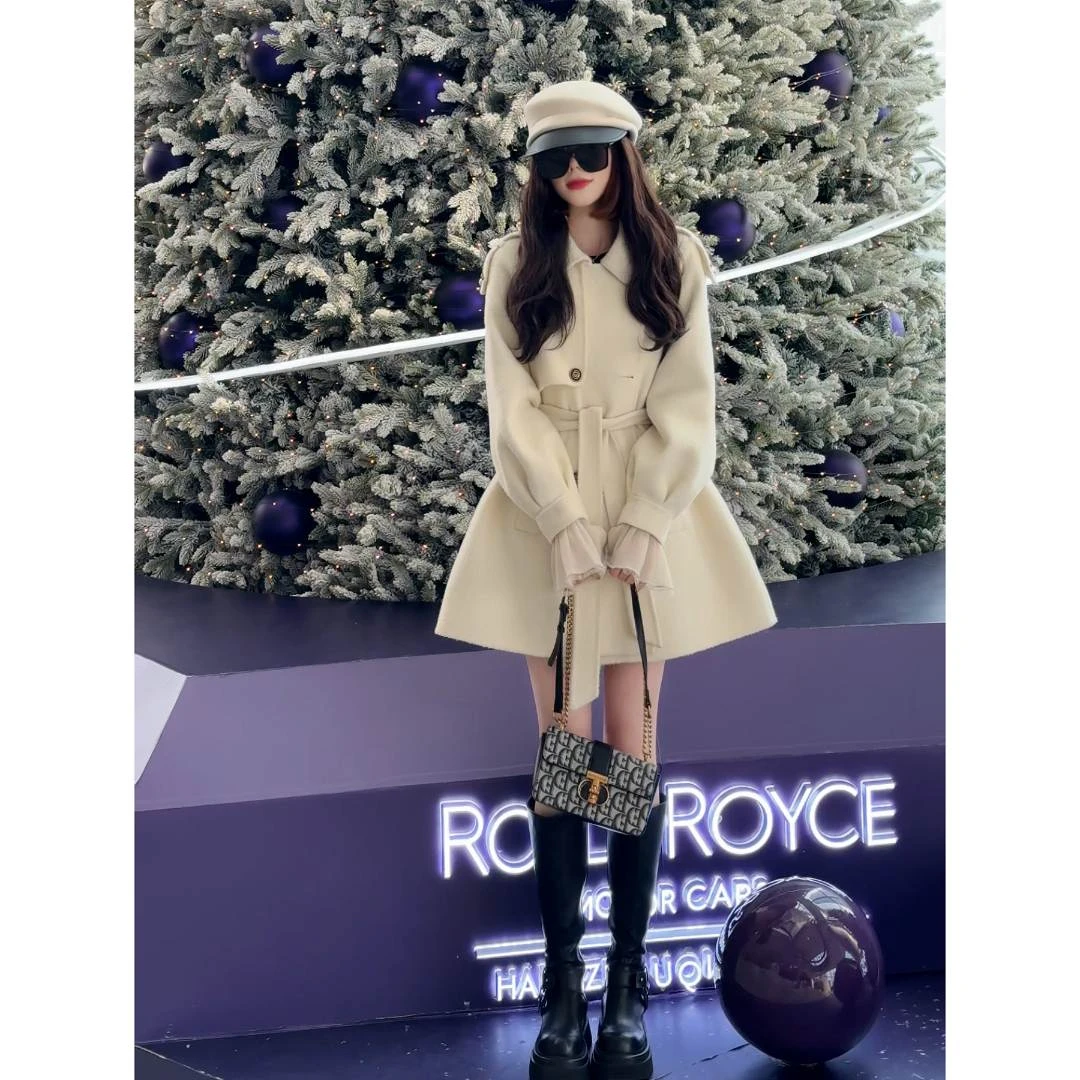 【幂幂私服】2025秋季今年流行的气质显瘦双面羊毛大衣女毛呢外套女