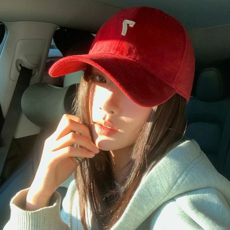 韩版红色棒球帽女2025年春新款百搭显脸小鸭舌帽大头围深顶帽子潮