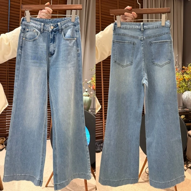 定制款韩版牛仔高腰春季牛仔裤2025-K-0829