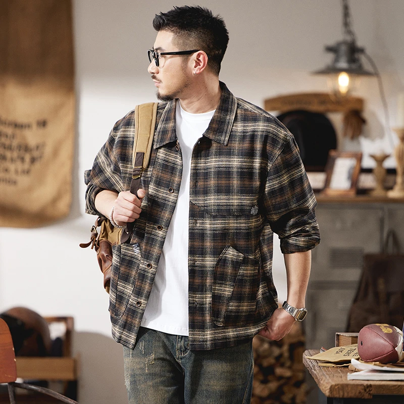 5522美式复古重磅长袖个子衬衫男春秋季潮牌宽松高级感衬衣外套