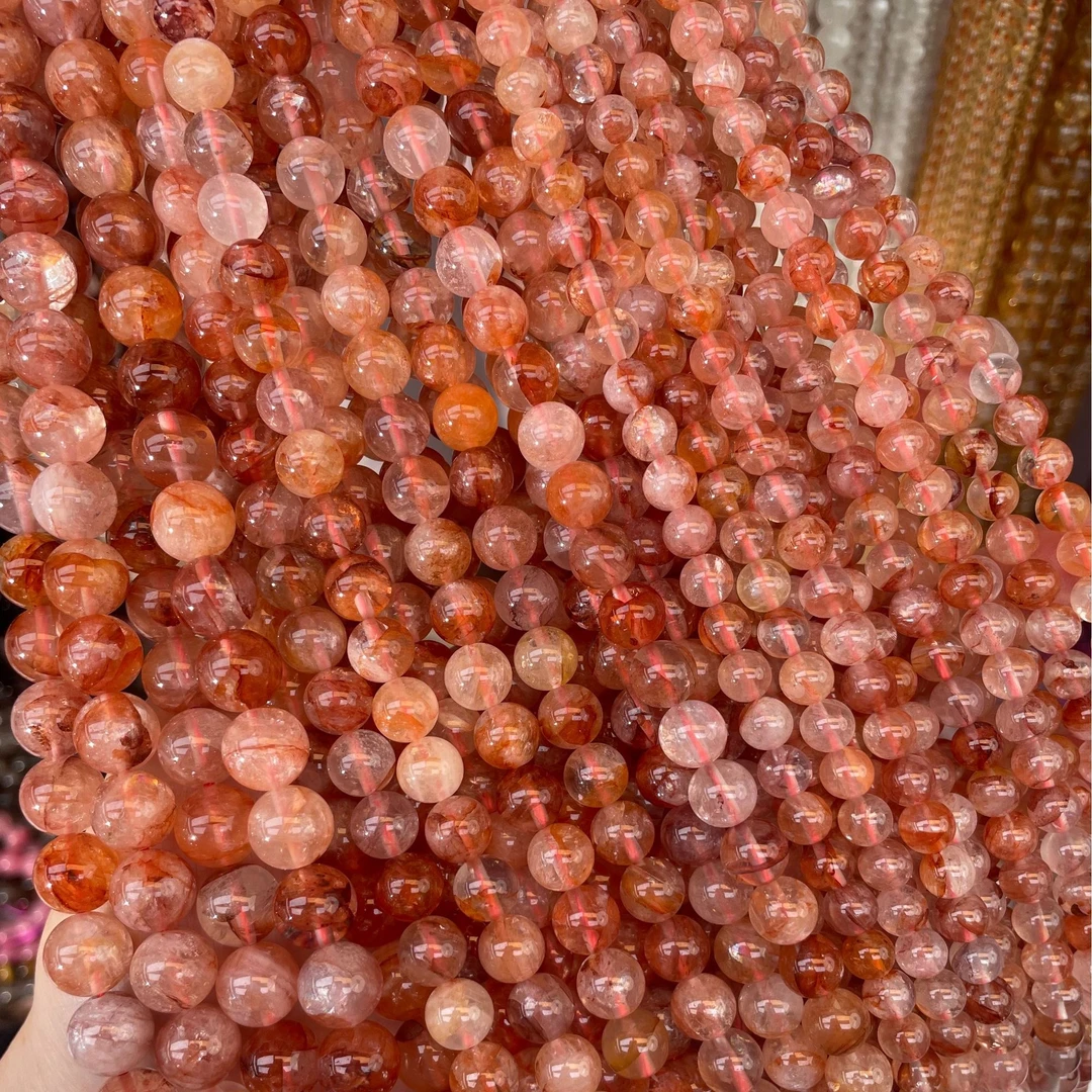 天然红胶花水晶手链凤凰鸩羽幽灵本命年男女款礼物锦鲤 散珠diy