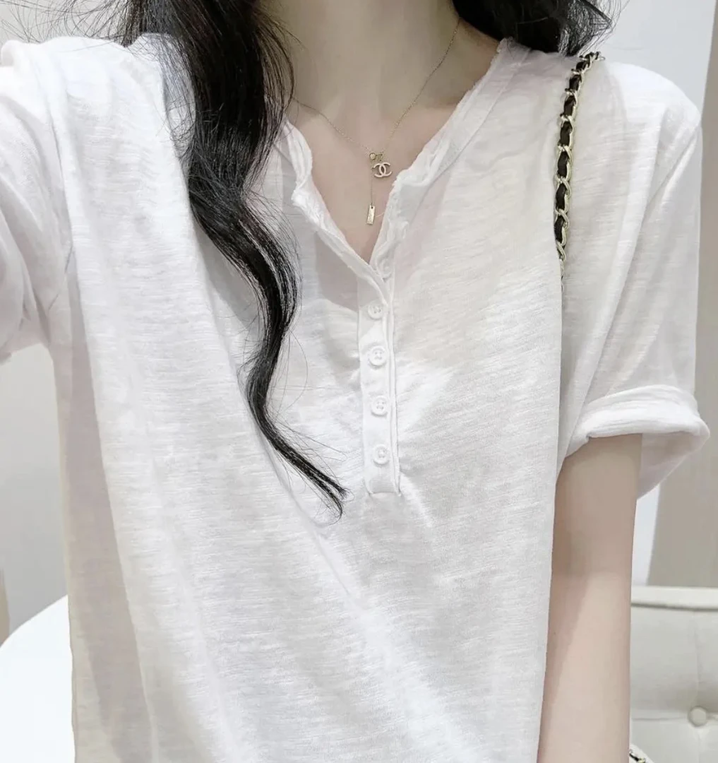 宽松白色大码女夏季宽松T恤圆领短袖显瘦洋气