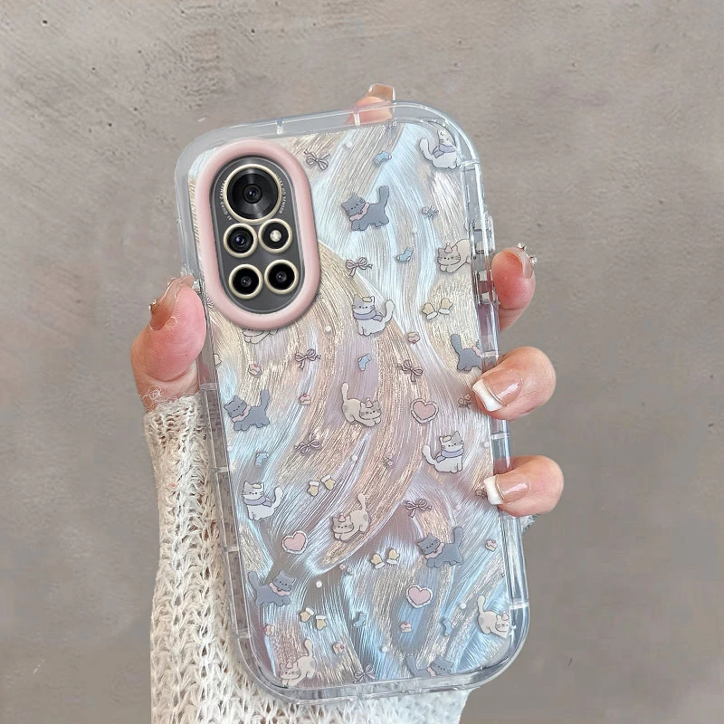 适用华为nova8手机壳8pro可爱猫咪荣耀v40轻奢版全包防摔ala-an70